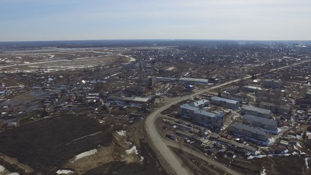 Алтай. Поселок Тальменка с высоты птичьего полета.